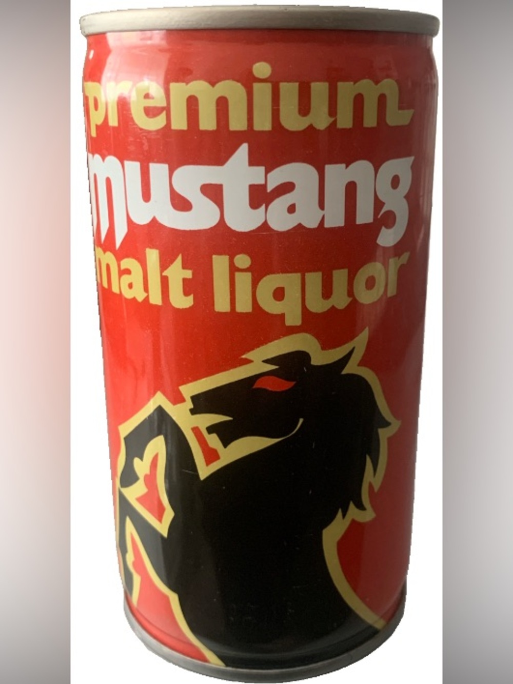 Vintage Beer Can Mustang Premium Malt Liquor Pull Tab Empty Steel Can